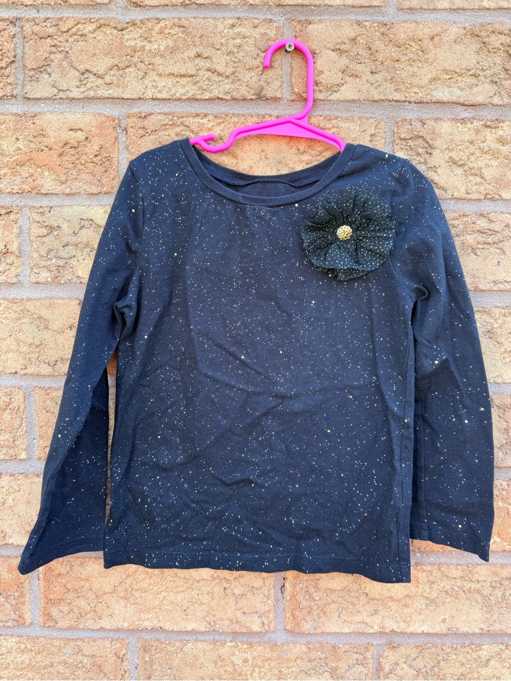💫10/$25 • Carters Black Sparkle Long-Sleeve Top with Decorative Flower